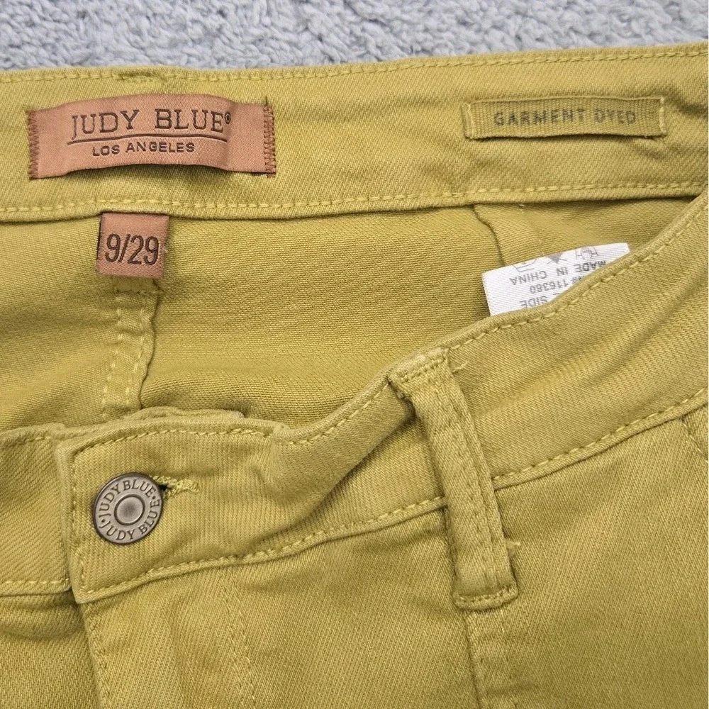Judy Blue Garment Dyed High Waist Cargo Pants Matcha Green Straight Leg 9/29